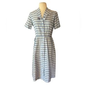 1950s Ann Taylor Cotton Blend, Front Button Down, Day Dress